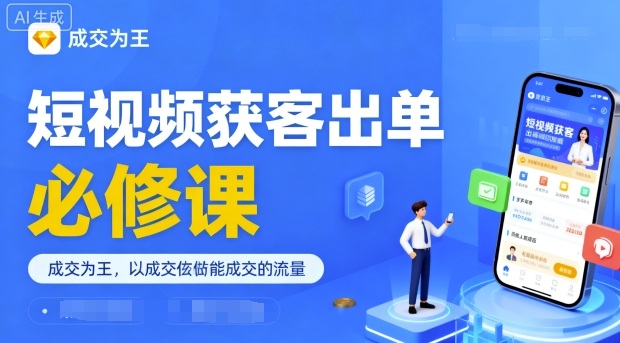 短视频获客出单必修课，成交为王，以成交为导向，直接做能成交的流量-搞个副业