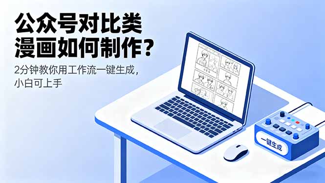 公众号对比类漫画如何制作？2分钟教你用工作流一键生成，小白可上手-搞个副业