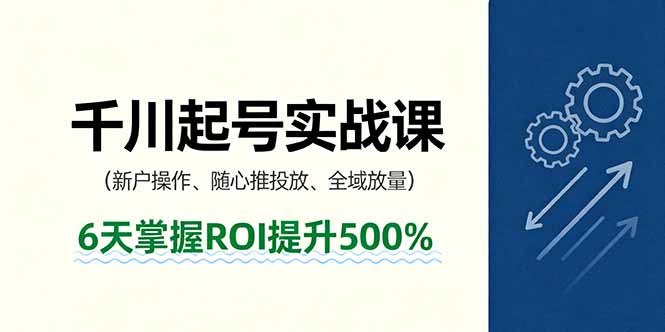 抖音千川起号实战课，新户操作,随心推投放,全域放量，6天掌握ROI提升500%-百创网