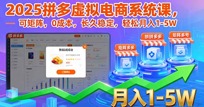 2025拼多多虚拟电商系统课，可矩阵，0成本，长久稳定，轻松月入1-5W - 小毅网创-小毅网创