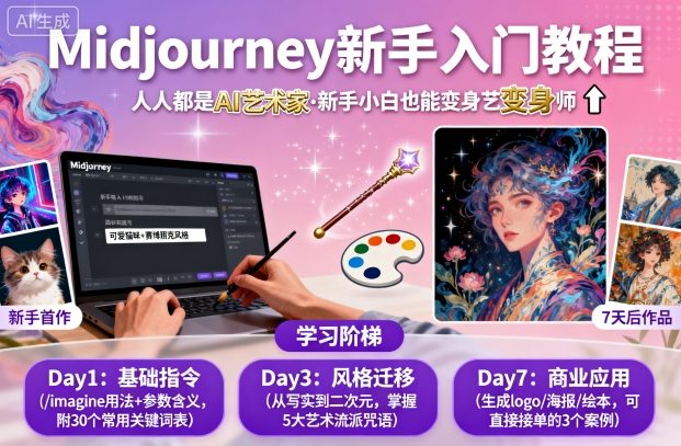 midjourney新手入门教程：人人都是AI艺术家，新手小白也能变身艺术大师-百创网
