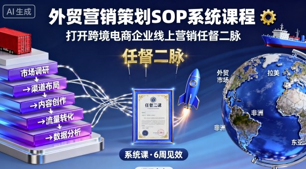 外贸营销策划SOP系统课程，打开跨境电商企业线上营销任督二脉-搞个副业