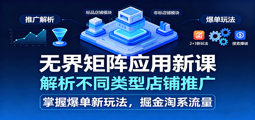 无界矩阵应用新课，解析不同类型店铺推广，掌握爆单新玩法，掘金淘系流量-百创网