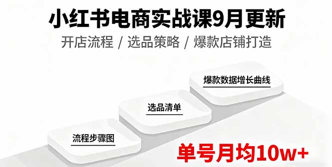 小红书电商实战课9月更新，开店流程/选品策略/爆款店铺打造，单号月均10w+ - 小毅网创-小毅网创
