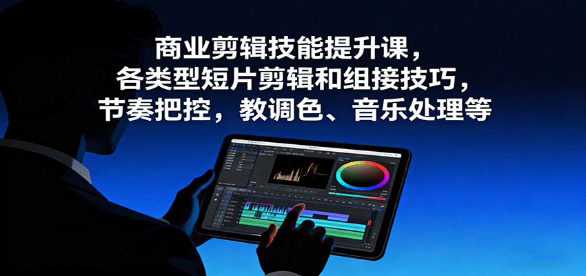 商业剪辑技能提升课，各类型短片剪辑和组接技巧，节奏把控，教调色、音乐处理等-百创网