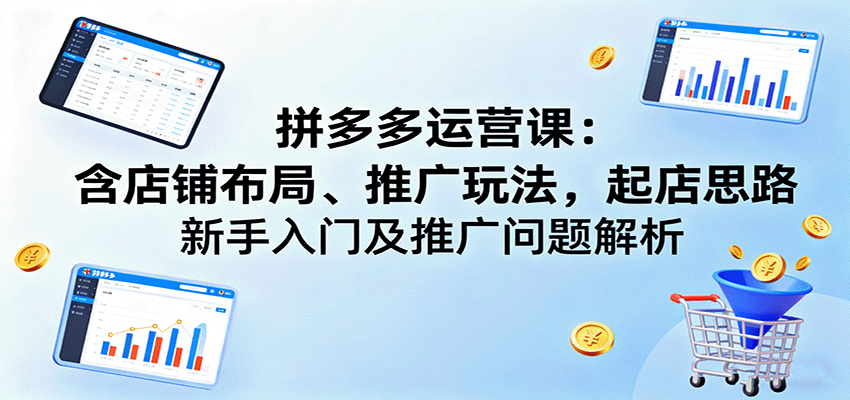 拼多多运营课：含店铺布局、推广玩法，起店思路，新手入门及推广问题解析 - 小毅网创-小毅网创