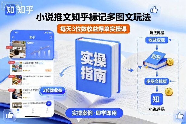 小说推文知乎标记多图文玩法，每天3位数收益爆单实操课 - 小毅网创-小毅网创