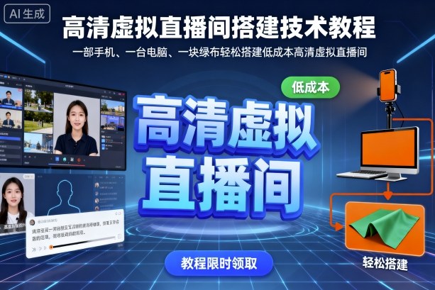 高清虚拟直播间搭建技术教程，一部手机、一台电脑、一块绿布轻松搭建低成本高清虚拟直播间 - 小毅网创-小毅网创