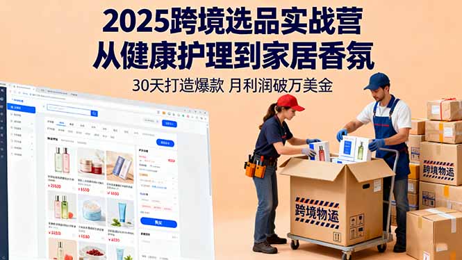 2025跨境选品实战营：从健康护理到家居香氛，30天打造爆款,月利润破万美金-轻创终点站
