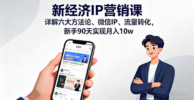 新经济IP营销课：详解六大方法论、微信IP、流量转化，新手90天实现月入10w-轻创终点站