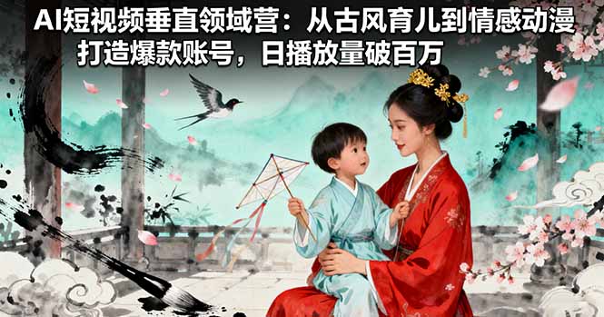 AI短视频垂直领域营：从古风育儿到情感动漫，打造爆款账号,日播放量破百万-轻创终点站