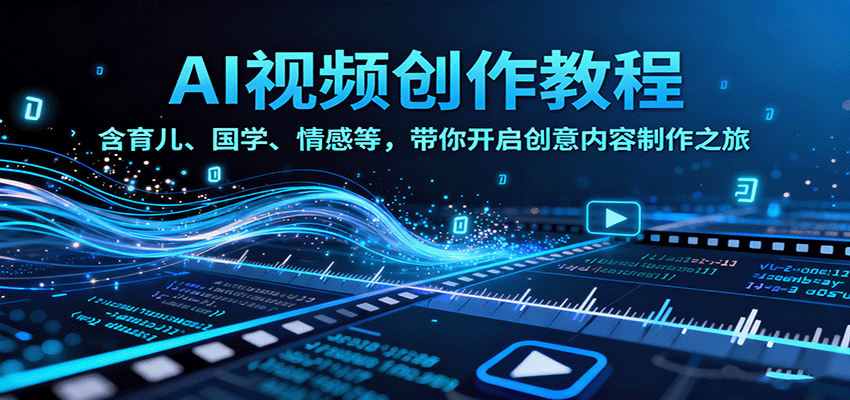 AI视频创富课，含育儿、国学、情感等赛道，带你开启创意内容制作之旅-百创网