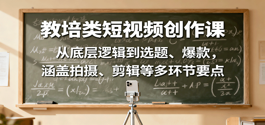 教培类短视频创作课：从底层逻辑到选题、爆款，涵盖拍摄、剪辑等多环节要点-百创网