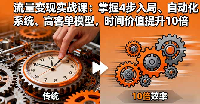 流量变现实战课：掌握4步入局、自动化系统、高客单模型，时间价值提升10倍-轻创终点站