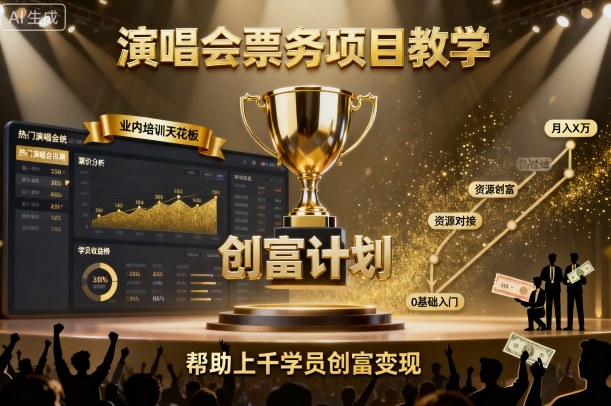演唱会票务项目教学，业内培训天花板，帮助上千学员创富变现（更新）-轻创终点站