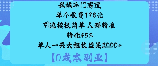 私域冷门赛道:单个收费198米引流模板简单人群精准转化45%单人一天大概收益是1k+-创梦DreamCreation终点站