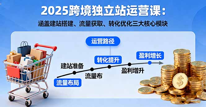 2025跨境独立站运营课：涵盖建站搭建、流量获取、转化优化三大核心模块-轻创终点站