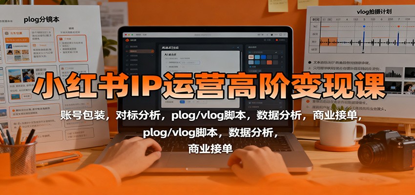 小红书IP运营高阶变现课：账号包装，对标分析，plog/vlog脚本，数据分析，商业接单-小飞项目网