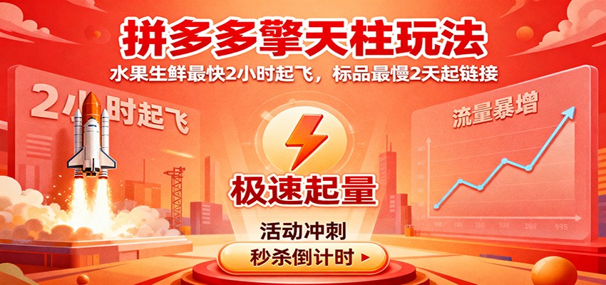 拼多多擎天柱玩法，水果生鲜最快2小时起飞，标品最慢2天起链接-小飞项目网