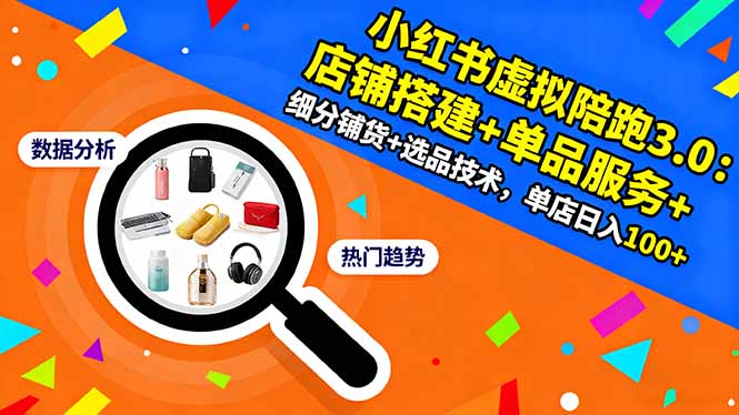 小红书虚拟陪跑3.0：店铺搭建+单品服务+细分铺货+选品技术，单店日入100+-轻创终点站