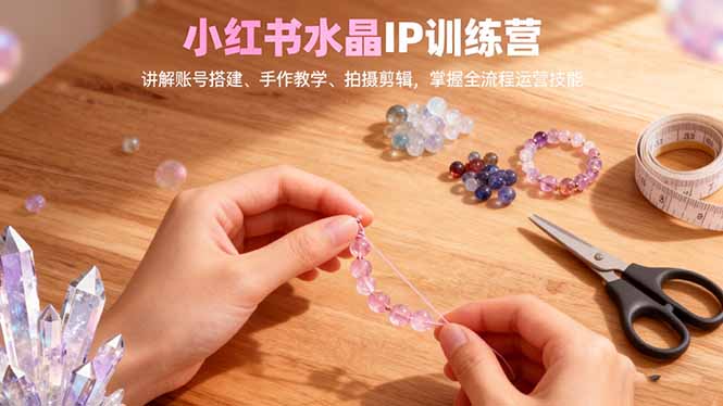 小红书水晶IP训练营，讲解账号搭建、手作教学、拍摄剪辑，全流程运营技能-第一人副业终点站