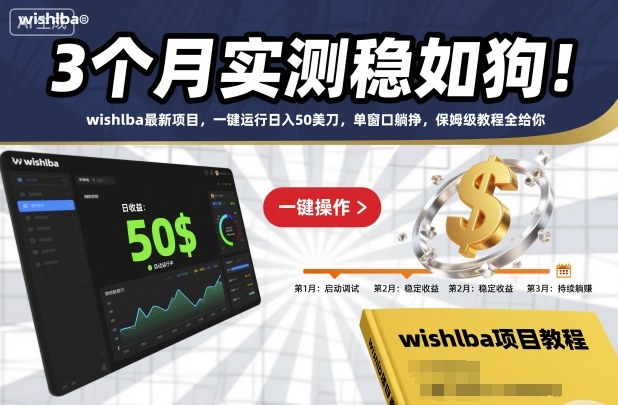 3个月实测稳如狗！wishlba最新项目，一键运行日入50美刀，单窗口躺挣，保姆级教程全给你-第一人副业终点站