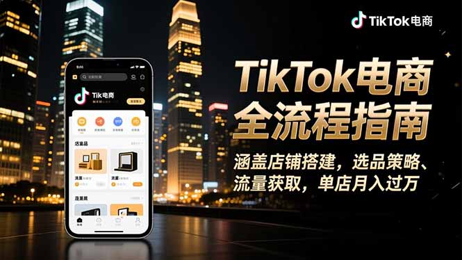 TikTok电商全流程指南，涵盖店铺搭建、选品策略、流量获取，单店月入过万-安小熙网创平台