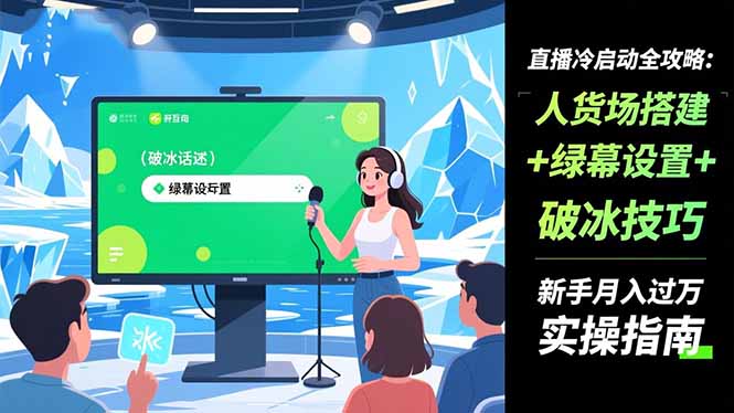 直播冷启动全攻略:人货场搭建+绿幕设置+破冰技巧，新手月入过万实操指南-安小熙网创平台