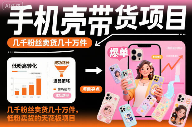 手机壳带货项目，几千粉丝卖货几十万件，短视频低粉卖货的天花板项目-安小熙网创平台