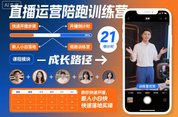 直播运营陪跑训练营，教你快速开播，新人小白快速落地实操-安小熙网创平台