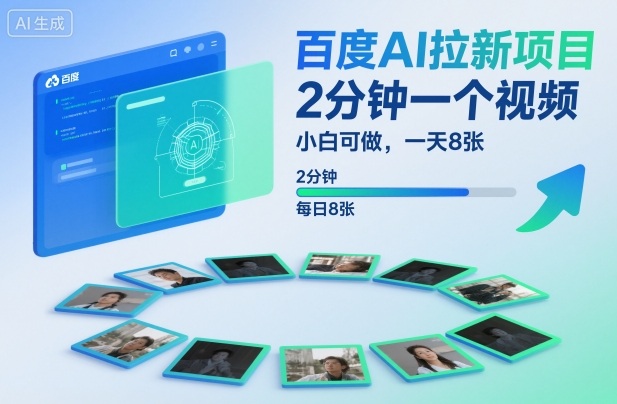 百度AI拉新项目，2分钟一个视频，小白可做，一天8张【附案例+保姆级教程】-678网创