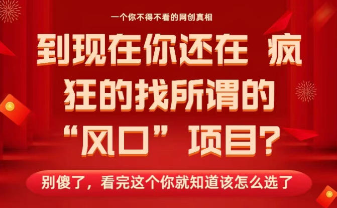马上26年了，你还在找所谓的风口项目？别傻了，看完这个你全都懂了！-安小熙网创平台