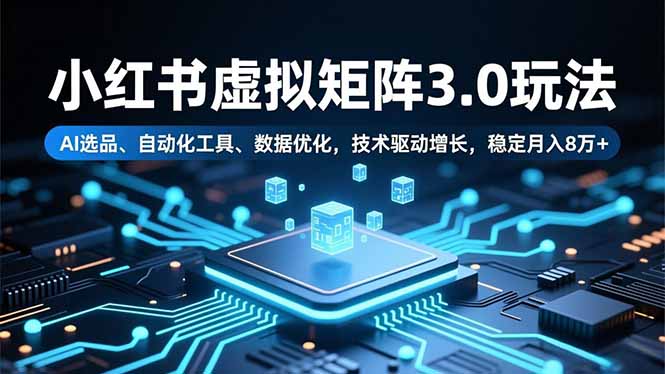 小红书虚拟矩阵3.0玩法，AI选品、自动化工具、数据优化，技术驱动增长，稳定月入8万+-第一人副业终点站