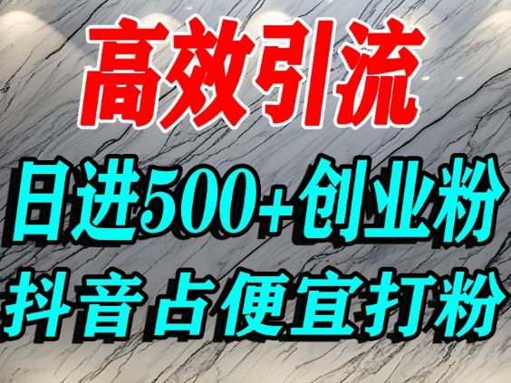 怎么打创业粉？抖音利用占便宜心理引流创业粉，单人日引500+精准流量-冒泡网创项目