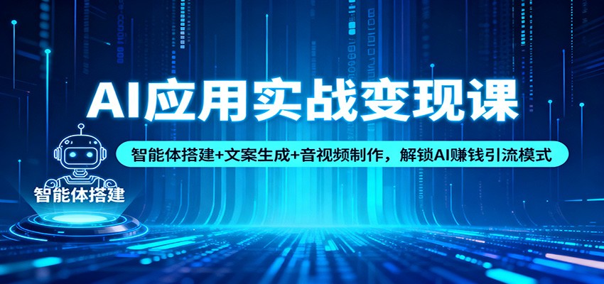 AI应用实战变现课：智能体搭建+文案生成+音视频制作，解锁AI赚钱引流模式-678网创