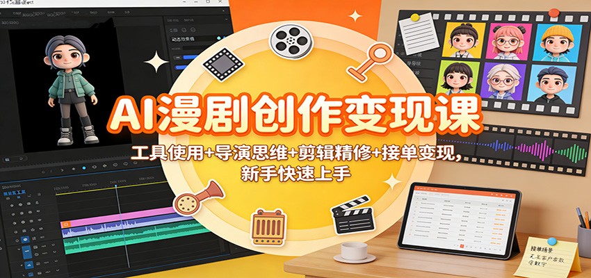 AI漫剧创作变现课：工具使用+导演思维+剪辑精修+接单变现，新手快速上手-安小熙网创平台