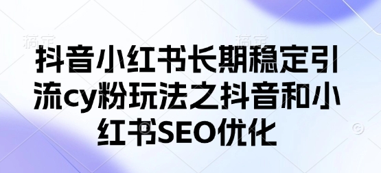抖音小红书长期稳定引流cy粉玩法之抖音和小红书SEO优化-轻创终点站