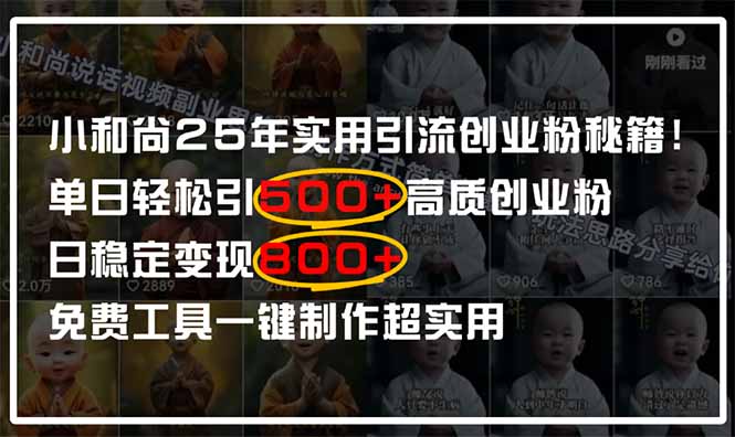 （14436期）小和尚2025年实用引流秘籍！单日轻松引500+高质量创业粉，日变现800+，…-轻创终点站
