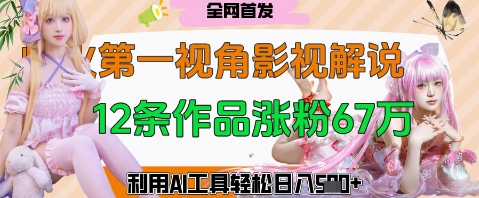 爆火第一人称视角影视解说，12条作品涨粉67W，巧用AI工具，轻松日入几张-轻创终点站