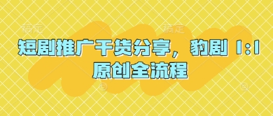 短剧推广干货分享，豹剧 1:1原创全流程-轻创终点站