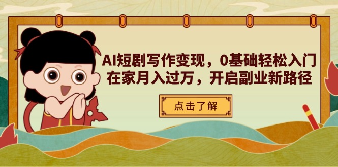 （14407期）AI短剧写作变现，0基础轻松入门，在家月入过万，开启副业新路径-轻创终点站