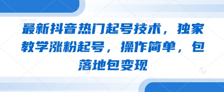最新抖音热门起号技术，独家教学涨粉起号，操作简单，包落地包变现-轻创终点站