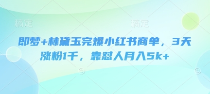 即梦+林黛玉完爆小红书商单，3天涨粉1千，靠怼人月入5k+-轻创终点站