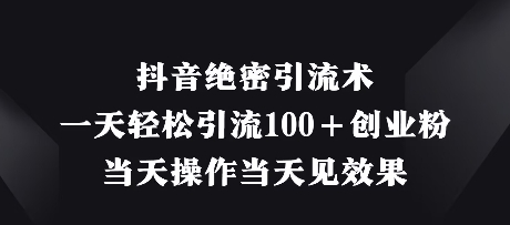 抖音绝密引流术，一天轻松引流100+创业粉，当天操作当天见效果-轻创终点站