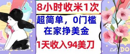 在家轻松挣美金，超简单，1天收入94刀，0门槛，8小时收米1次-轻创终点站