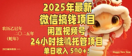 2025年最新微信搞钱项目，闲置视频号年24小时挂G托管项目，单日收入多张-轻创终点站