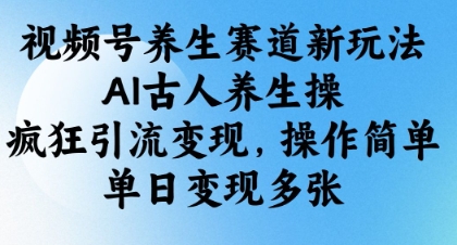 视频号养生赛道新玩法，AI古人养生操，疯狂引流变现，操作简单，单日变现多张-轻创终点站