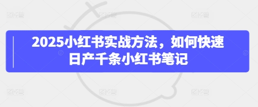 2025小红书实战方法，如何快速日产千条小红书笔记-轻创终点站
